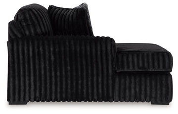 Midnight-Madness Onyx 3-Piece Sectional with Double Chaise and Ottoman - Ornate Home