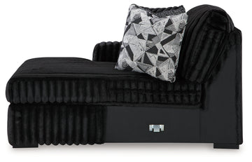 Midnight-Madness Onyx 3-Piece Sectional with Double Chaise and Ottoman - Ornate Home
