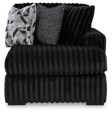 Midnight-Madness Onyx 3-Piece Sectional with Double Chaise and Ottoman - Ornate Home