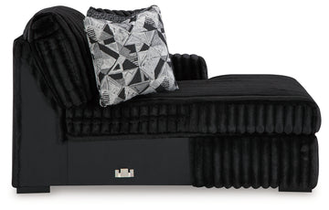 Midnight-Madness Onyx 3-Piece Sectional with Double Chaise and Ottoman - Ornate Home