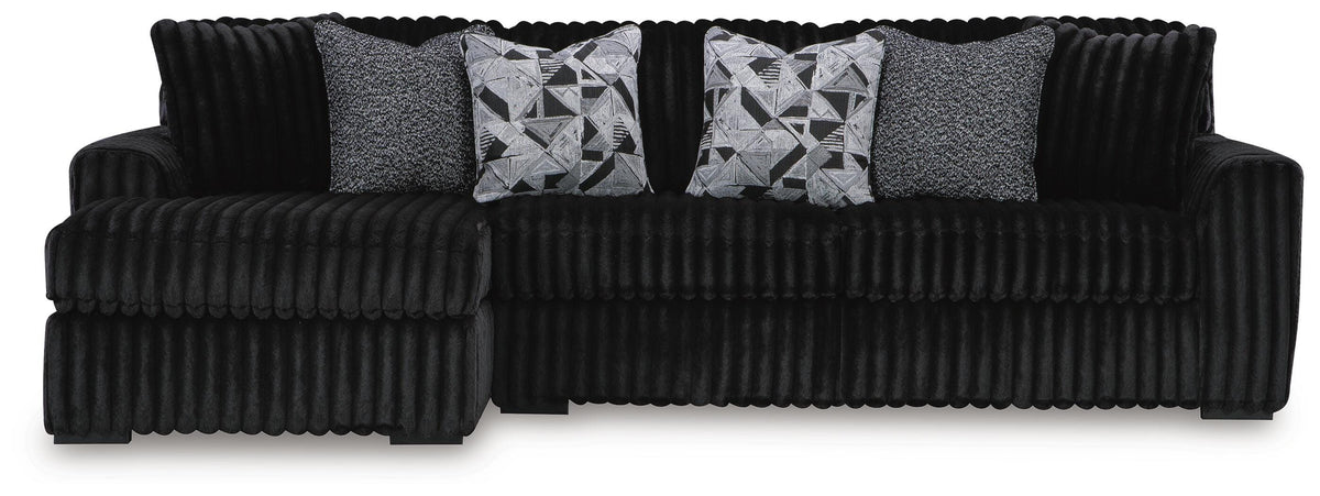 Midnight-Madness Onyx 3-Piece Sectional with LAF Chaise - Ornate Home