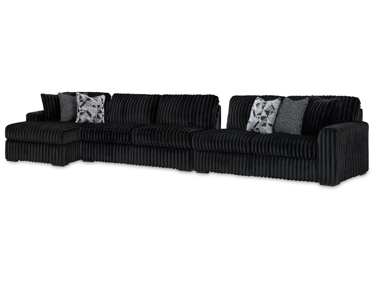 Midnight-Madness Onyx 3-Piece Sectional with Left Chaise - Ornate Home