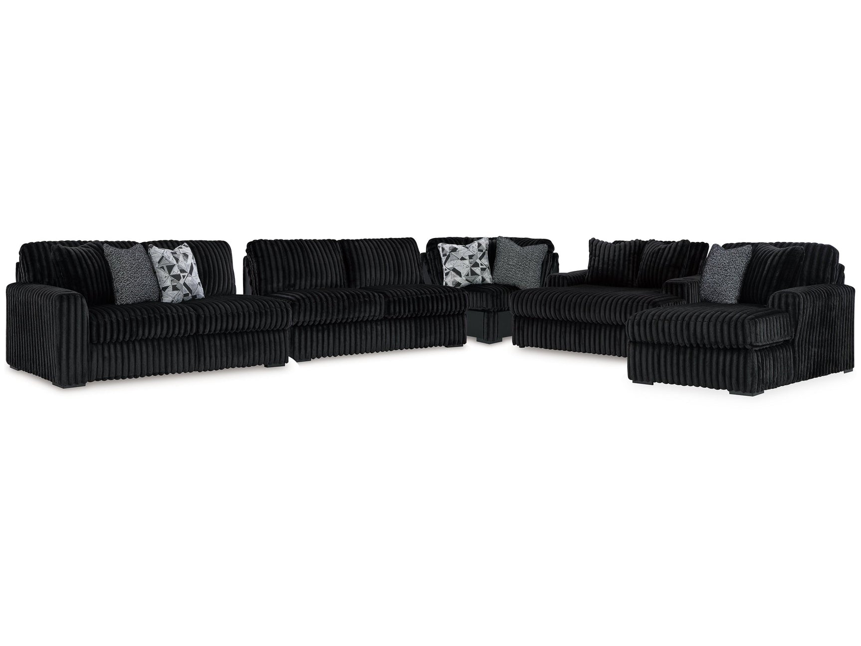 Midnight-Madness Onyx 4-Piece Sectional & Oversized Chaise (Online Special Price) - Ornate Home