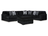 Midnight-Madness Onyx 4-Piece Sectional and Ottoman (Online Special Price) - Ornate Home