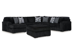 Midnight-Madness Onyx 4-Piece Sectional and Ottoman - Ornate Home