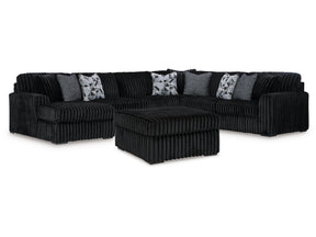 Midnight-Madness Onyx 4-Piece Sectional and Ottoman - Ornate Home
