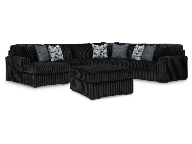 Midnight-Madness Onyx 4-Piece Sectional and Ottoman - Ornate Home