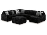 Midnight-Madness Onyx 4-Piece Sectional and Oversized Accent Ottoman (Online Special Price) - Ornate Home