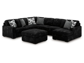 Midnight-Madness Onyx 4-Piece Sectional and Oversized Accent Ottoman (Online Special Price) - Ornate Home