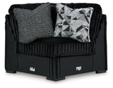 Midnight-Madness Onyx 4-Piece Sectional and Oversized Accent Ottoman - Ornate Home