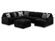 Midnight-Madness Onyx 4-Piece Sectional and Oversized Accent Ottoman - Ornate Home