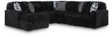 Midnight-Madness Onyx 5-Piece Sectional with Chaise - Ornate Home