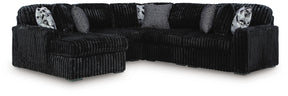 Midnight-Madness Onyx 5-Piece Sectional with Chaise - Ornate Home