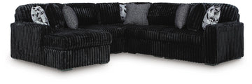 Midnight-Madness Onyx 5-Piece Sectional with Chaise - Ornate Home