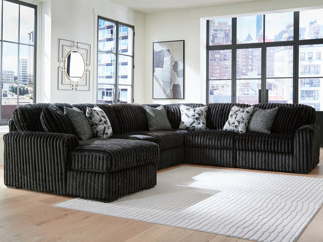 Midnight-Madness Onyx 6-Piece Sectional with Left Chaise - Ornate Home