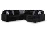 Midnight-Madness Onyx 6-Piece Sectional with Right Chaise (Online Special Price) - Ornate Home
