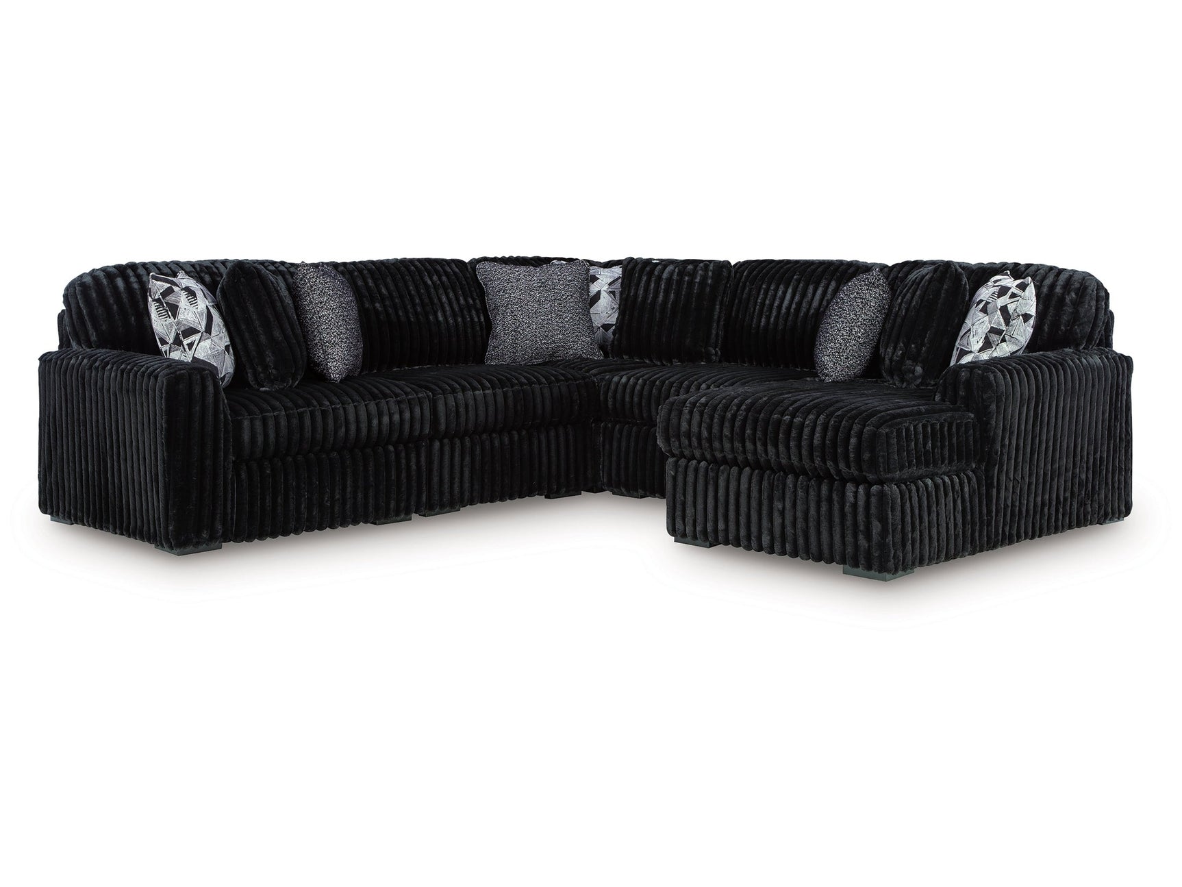 Midnight-Madness Onyx 6-Piece Sectional with Right Chaise (Online Special Price) - Ornate Home