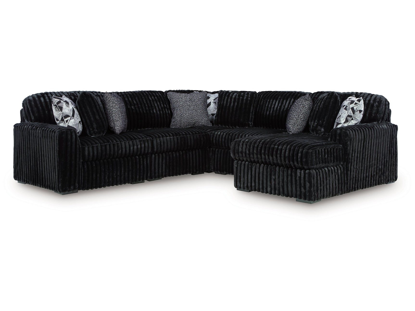 Midnight-Madness Onyx 6-Piece Sectional with Right Chaise - Ornate Home