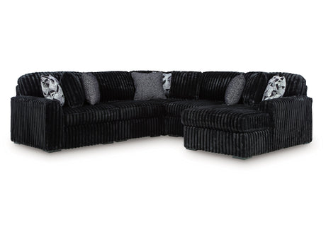 Midnight-Madness Onyx 6-Piece Sectional with Right Chaise - Ornate Home