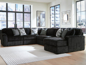 Midnight-Madness Onyx 6-Piece Sectional with Right Chaise - Ornate Home