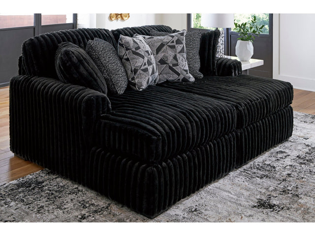 Midnight-Madness Onyx Corduroy 2-Piece Double Chaise Sectional - Ornate Home