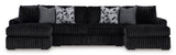 Midnight-Madness Onyx Corduroy 3-Piece Double Chaise Sectional (Online Special Price) - Ornate Home