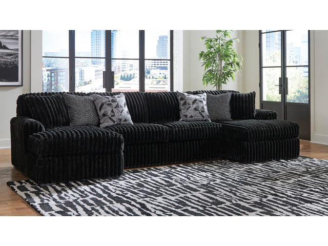 Midnight-Madness Onyx Corduroy 3-Piece Double Chaise Sectional - Ornate Home