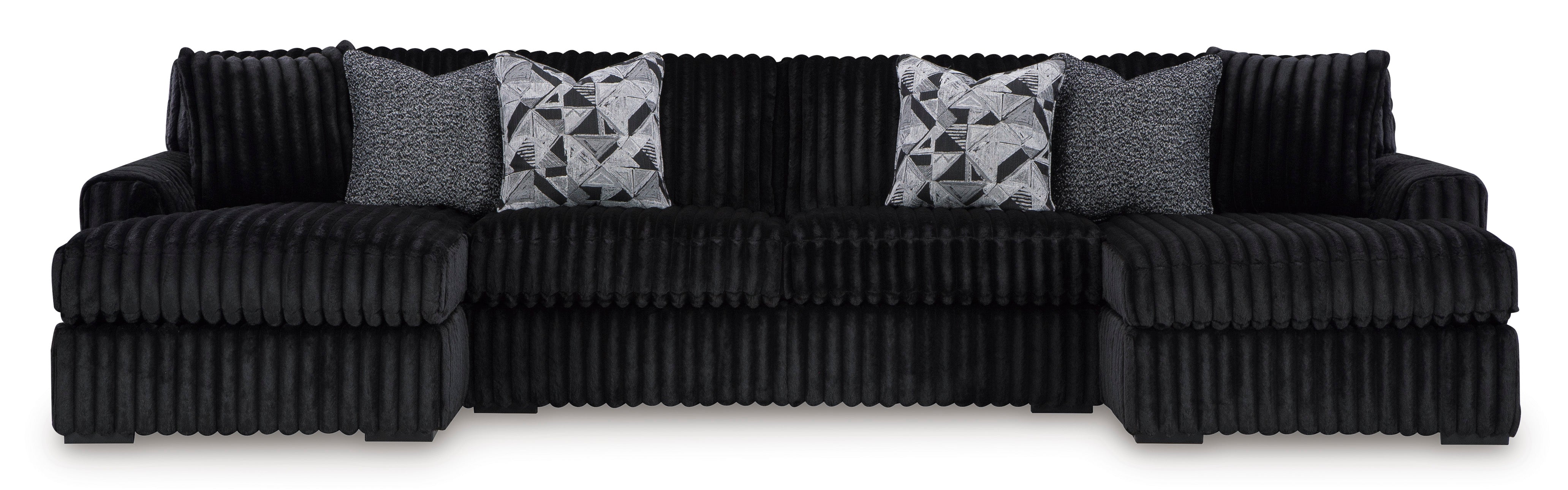 Ashley Furniture Midnight-Madness Onyx Corduroy 3-Piece Double