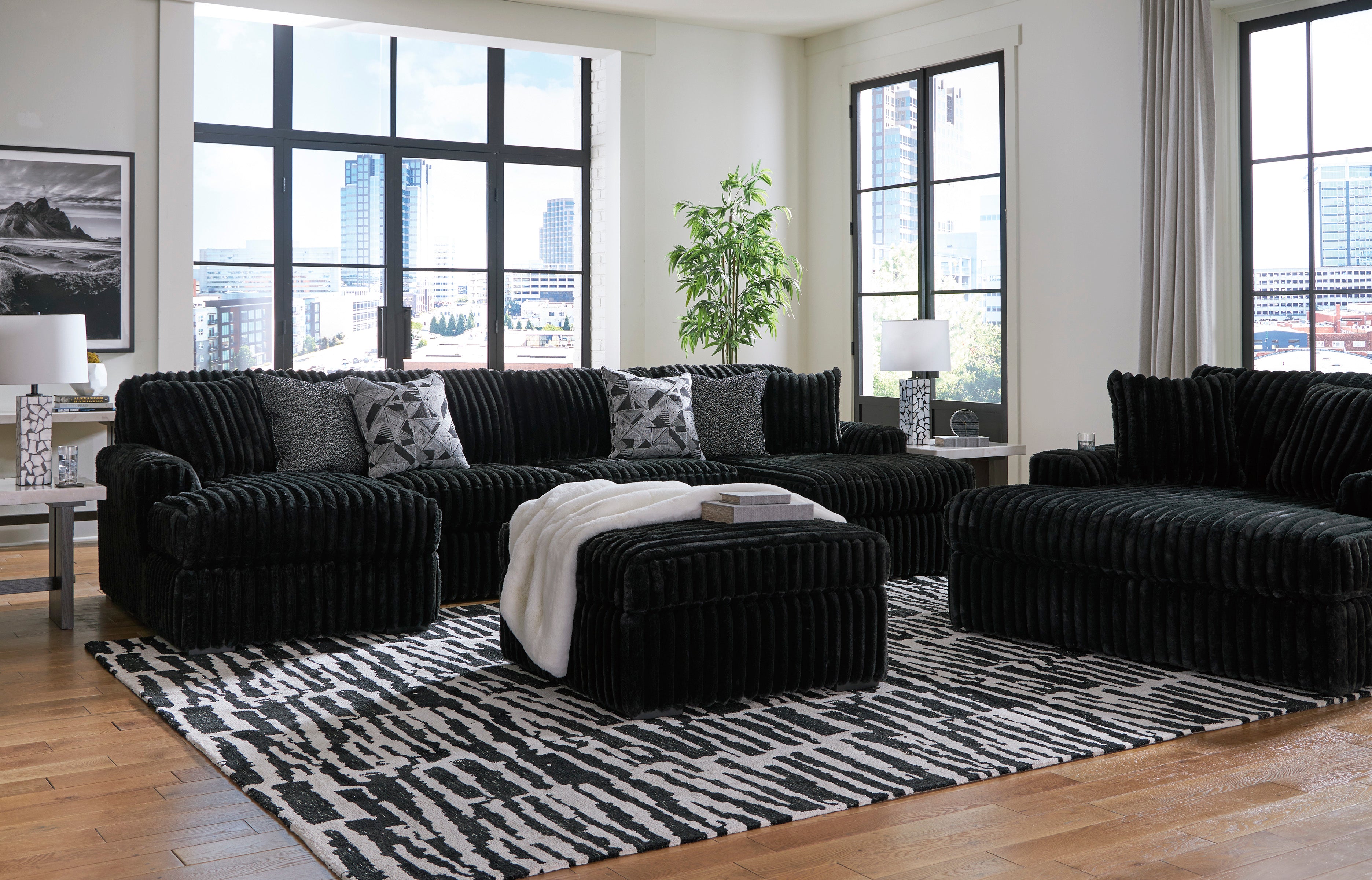 Ashley Furniture Midnight-Madness Onyx Corduroy 3-Piece Double