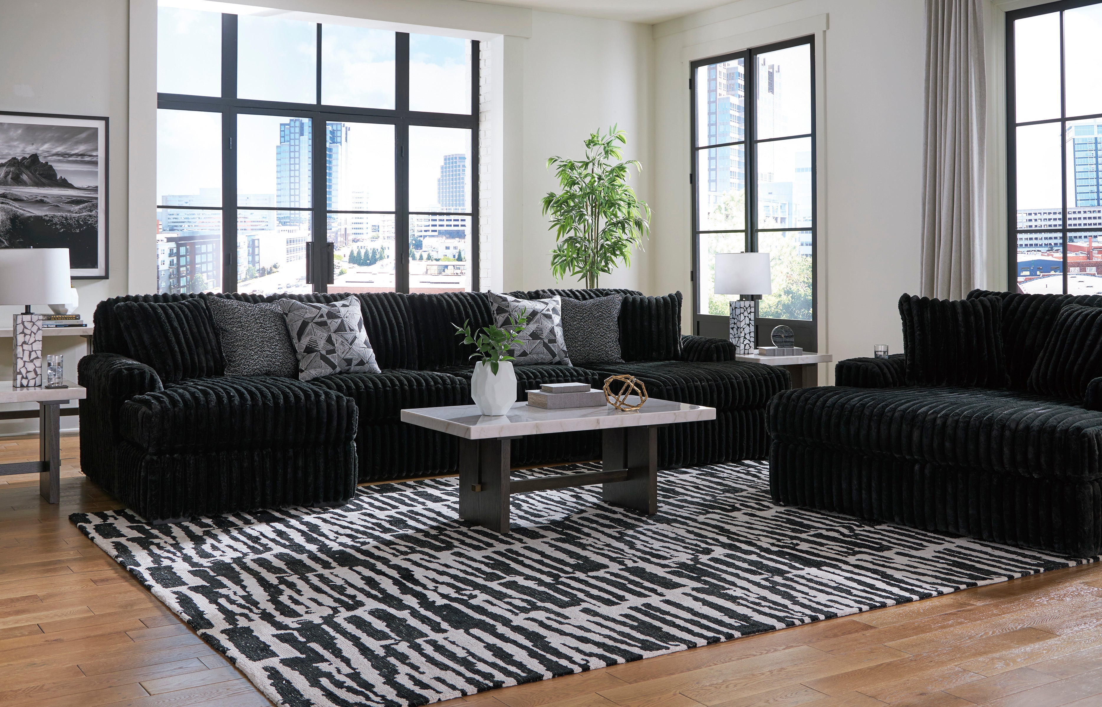 Ashley Furniture Midnight-Madness Onyx Corduroy 3-Piece Double