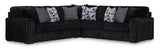 Midnight-Madness Onyx Corduroy 3-Piece Symmetrical Sectional (Online Special Price) - Ornate Home