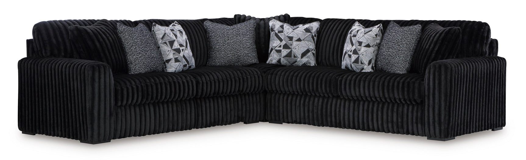 Midnight-Madness Onyx Corduroy 3-Piece Symmetrical Sectional (Online Special Price) - Ornate Home