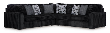 Midnight-Madness Onyx Corduroy 3-Piece Symmetrical Sectional - Ornate Home