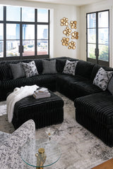 Midnight-Madness Onyx Corduroy 4-Piece RAF Chaise Sectional - Ornate Home