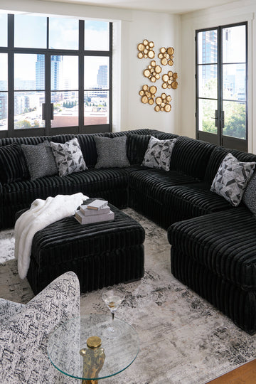 Midnight-Madness Onyx Corduroy Modular Sectional Units - Ornate Home