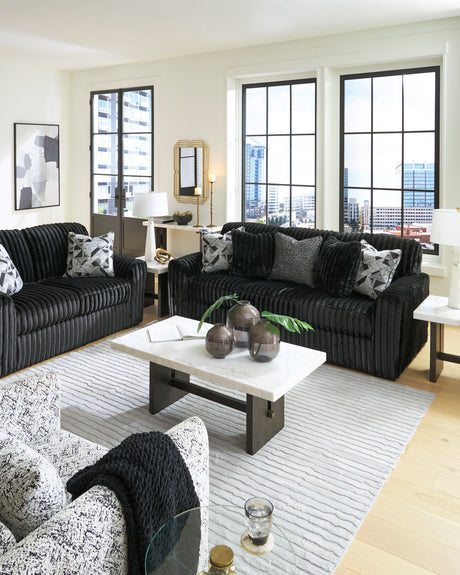 Midnight-Madness Onyx Corduroy Sofa - Ornate Home