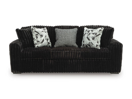 Midnight-Madness Onyx Corduroy Sofa and Loveseat Living Room Set - Ornate Home