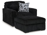 Midnight-Madness Onyx Oversized Chair and Ottoman - Ornate Home