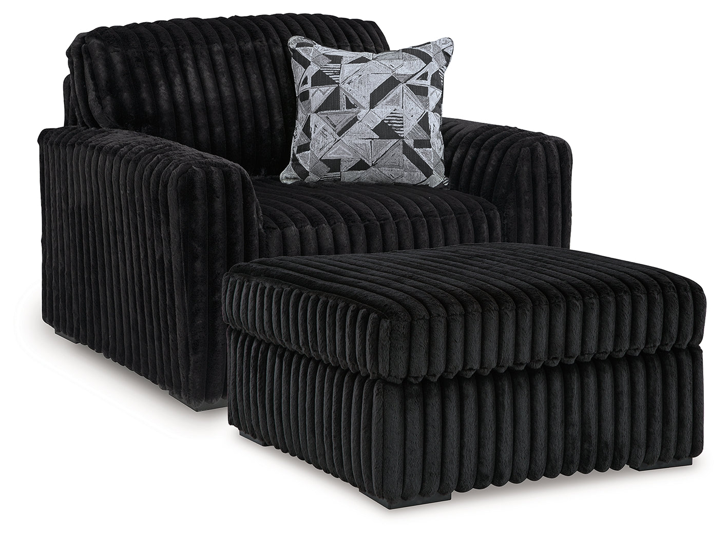 Midnight-Madness Onyx Oversized Chair and Ottoman - Ornate Home