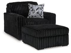 Midnight-Madness Onyx Oversized Chair and Ottoman - Ornate Home