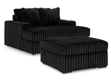 Midnight-Madness Onyx Oversized Chaise and Oversized Accent Ottoman (Online Special Price) - Ornate Home