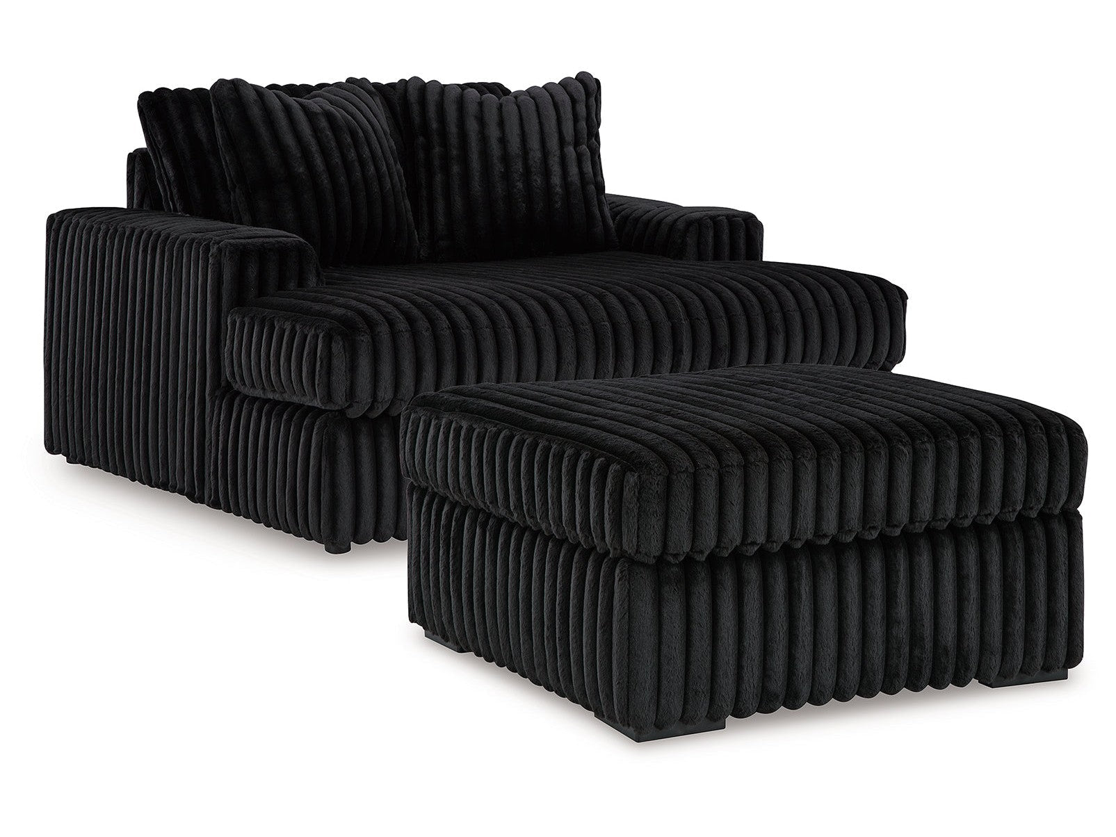 Midnight-Madness Onyx Oversized Chaise and Oversized Accent Ottoman (Online Special Price) - Ornate Home