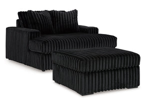 Midnight-Madness Onyx Oversized Chaise and Oversized Accent Ottoman (Online Special Price) - Ornate Home