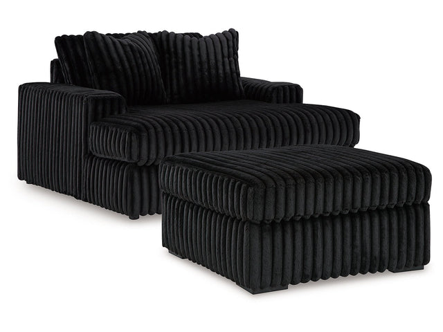 Midnight-Madness Onyx Oversized Chaise and Oversized Accent Ottoman (Online Special Price) - Ornate Home