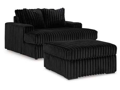Midnight-Madness Onyx Oversized Chaise and Oversized Accent Ottoman - Ornate Home