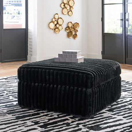 Midnight-Madness Onyx Oversized Chaise and Oversized Accent Ottoman - Ornate Home