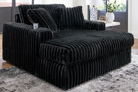 Midnight-Madness Onyx Oversized Chaise and Oversized Accent Ottoman - Ornate Home