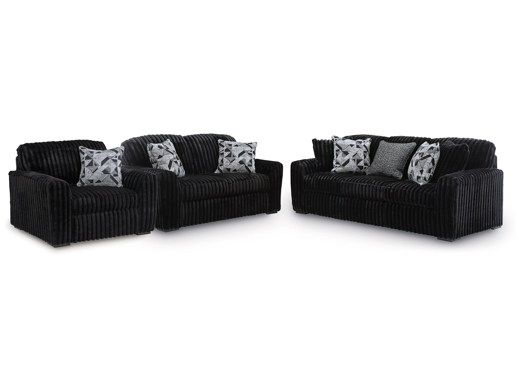 Midnight-Madness Onyx Sofa, Loveseat and Oversized Chair (Online Special Price) - Ornate Home
