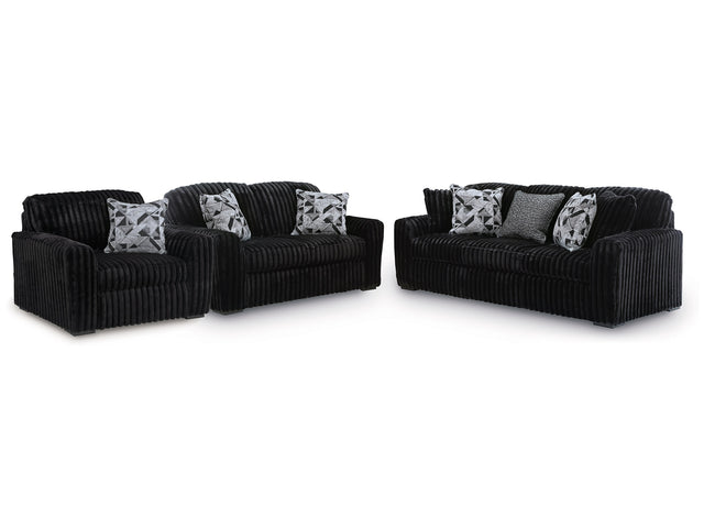 Midnight-Madness Onyx Sofa, Loveseat and Oversized Chair - Ornate Home