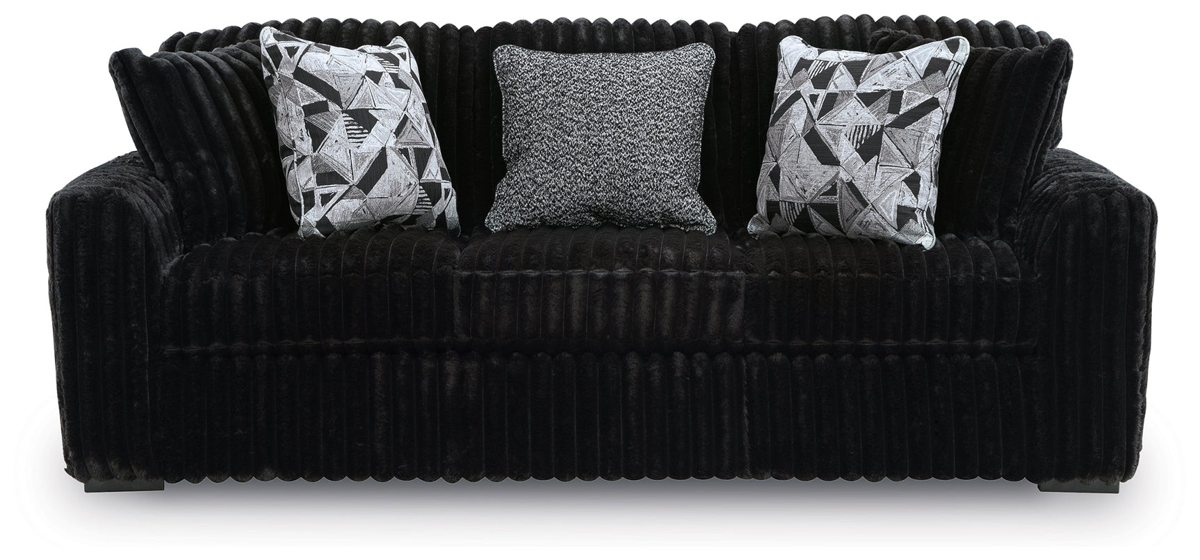 Midnight-Madness Onyx Sofa, Loveseat and Oversized Ottoman (Online Special Price) - Ornate Home